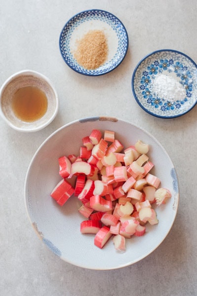 ingredients for rhubarb crumble