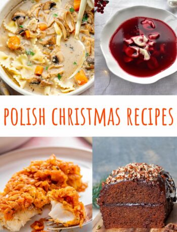 A collage of 4 photos showing Polish Christmas recipes.