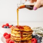 Yogurt pancakes pinnable image.